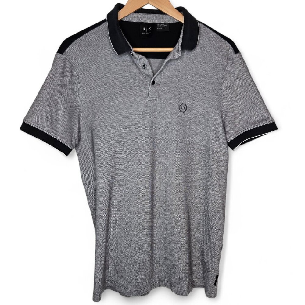 Armani Exchange Polo Shirt Men's Two Tone Color Panel Sport Heather Pique XL